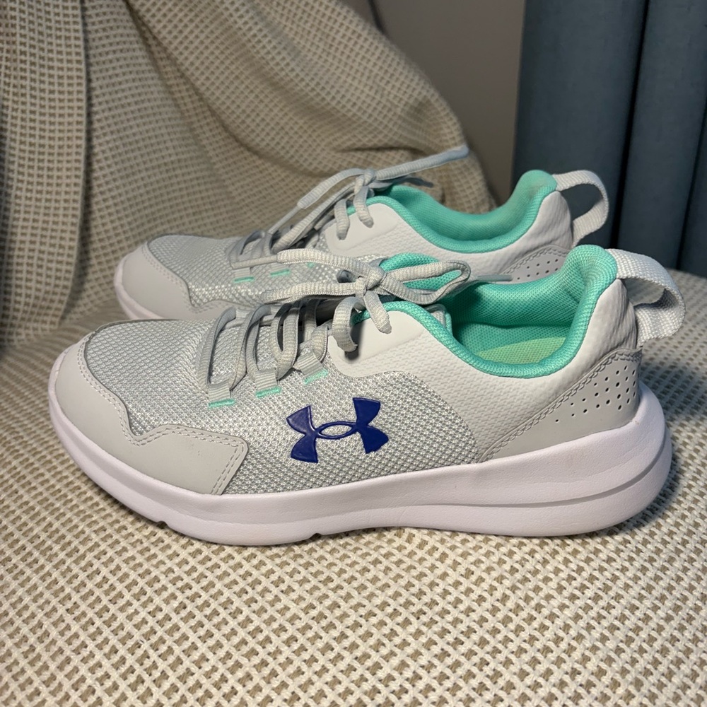 Under Armour Kids' White, Grey, and Mint Green Sneakers